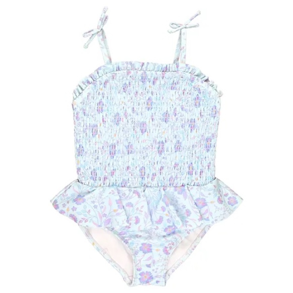 RuffleButts Garden Smocked Swimsuit